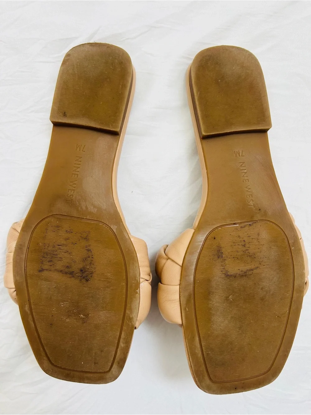Nine West Tan Braided Slide Sandals